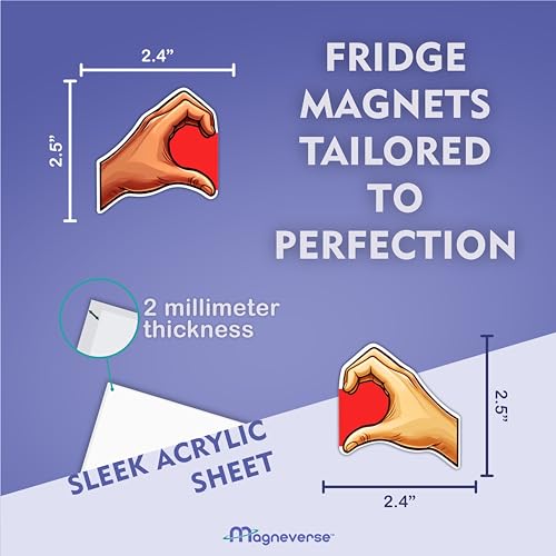 magneverse Hand Heart Couple Fridge Magnet Set - Premium Acrylic Magnets for Kitchen & Home Decor (Set of 2 Heart Shape Magnet for Fridge)