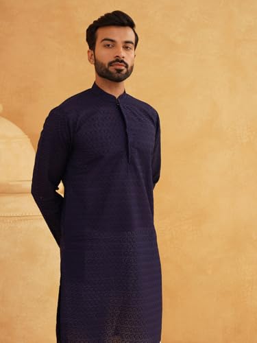 Image of Sojanya (Since 1958 Motifs Embroidered Thread Work Pure Cotton Straight Kurta With Churidar