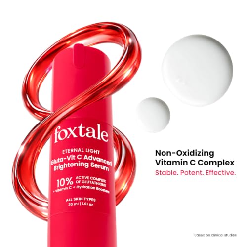 Image of Foxtale 10% Vitamin C-Glutathione Brightening Face Serum for Glowing Skin, Treats Dark Spots, Pigmentation & Dullness, Beginner & Sensitive Skin Friendly | All Skin Types | Women & Men (2 x 10ml each)
