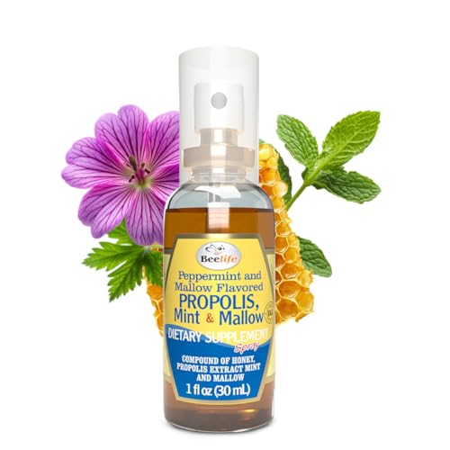 Beelife Propolis Throat Spray – Soothing Honey, Mint & Malva - Natural Immune Support & Sore Throat Relief, Antioxidants, Rich in Flavonoids & Artepillin C, No Sugar, Gluten-Free - 1-Pack, 30ml