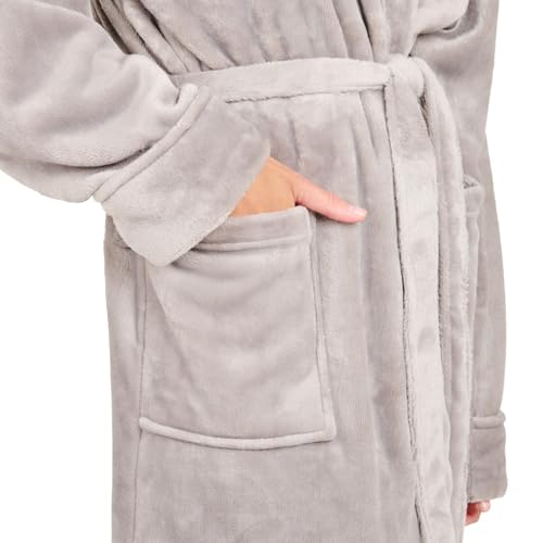 Blumtal Bademantel Damen & Herren XL - OEKO-TEX zert. Morgenmantel, extra saugstark, Mikrofaser, weich, Grau