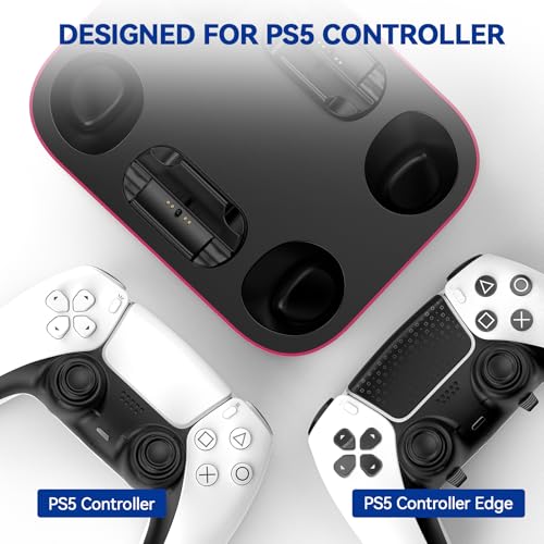 Station de charge pour manette de PS5 LVFAN rouge avec indicateur LED et puce de protection