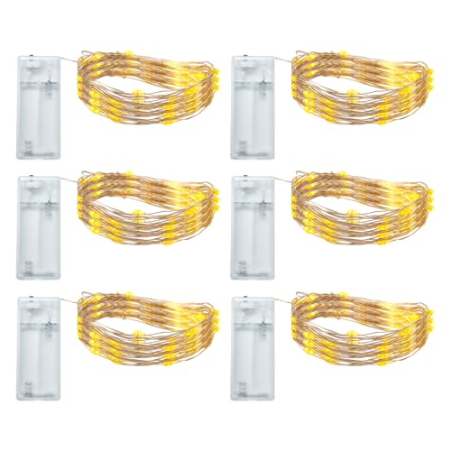 6 Stück LED Lichterkette Batterie Innen, 2M 20 LEDs Warmweiß mit...