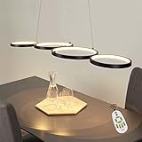 GBLY Pendellampe LED Pendellampe Dimmbar mit Fernbedienung Esstischlampe Esstisch Schwarz Hängelampe Ring 54W Höhenverstellbar Pendelleuchte für Wohnzimmer Büro Esszimmer Schlafzimmer Arbeitszimmer