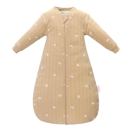 Baby Sleep Sack TOG 2.5 Winter Wearable Blanket Removable Long Sleeves Baby Sleeping Bag for Infants and Toddlers Super Soft Warm Comfortable Sleeping Sack Rainbow 0-6M