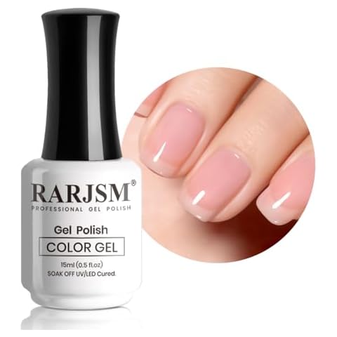 RARJSM Nude Gel Nail Polish Cherry Blossom Pink Skin Tone Color Neutral Sheer Ice Jelly Gel Polish Transparent Nail Gel Polish Soak off UV LED Cured for Home Salon DIY Manicure 15ml Single Bottle Cover