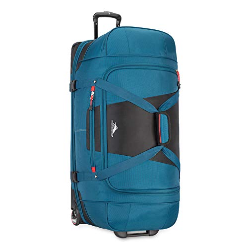 High Sierra Selway 34 Inch Drop Bottom Portable Wheeled Rolling Polyester Duffel Travel Bag with Recessed Telescoping Handle, Peacock