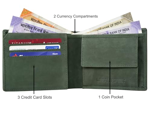 Leather Wallet for Men, Vintage Green, rfid wallet3