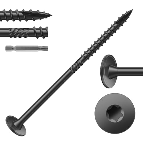 Image of #14 x 4 Inch Outdoor Structural Wood Deck Screws (23Pcs /1lb), Carbon Steel, Black, Flat Head, Rust Resistant Epoxy Coated, T30 Star Bit
