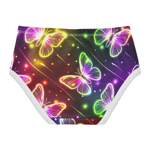 Glowing Colorful Neon Butterflies Cute Panties Girl Toddler Underwear Custom Cotton Artistic Briefs Kids Undies 2t2