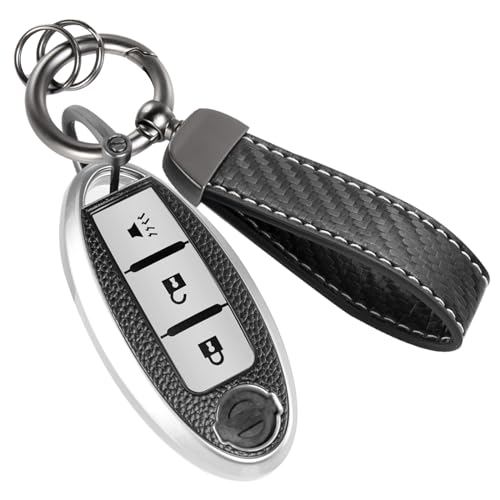 Image of Car Car Key Fob Cover for Nissan Kicks, Carbon-Fiber-Style Case,