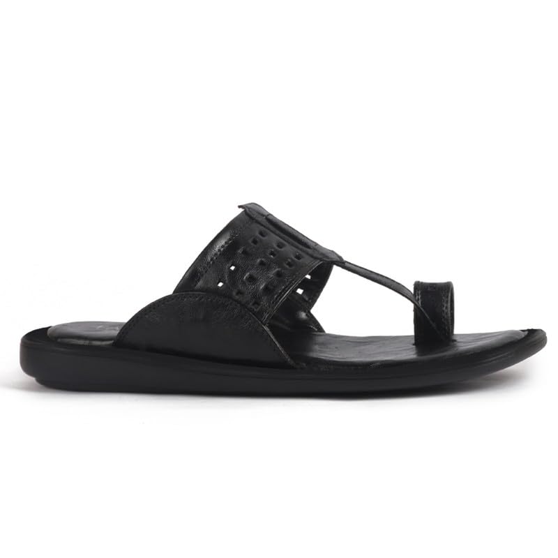 Image of FAUSTO Men Casual Outfit Kolhapuri Toe Ring Strap Ortho Slippers | Memory Cushioned Footbed | Ultra Lightweight and Comfort Slip On Slipper