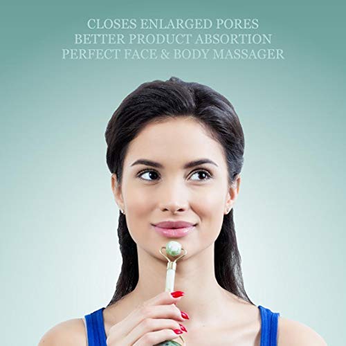 The Original Himalayan Chi Jade Roller and Gua Sha Tools For Face and Body by Matykos - Patented Plastic Inserts for a Non-Squeaky Experience - Certified Green Xiuyan Jade Kit and Instruction Brochure