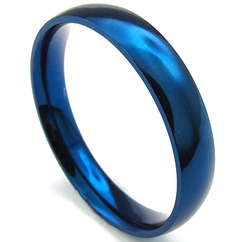 Bague gothique mâle et féminin en acier inoxydable robuste avec anneau bleu tribal