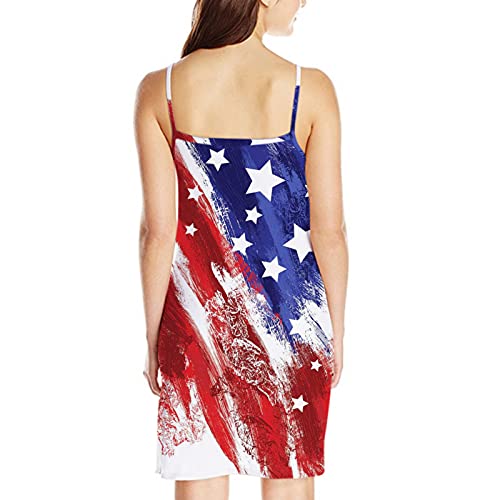 Amikadom Vestido regata com bandeira dos EUA para meninas adolescentes, sem mangas, decote profundo,
