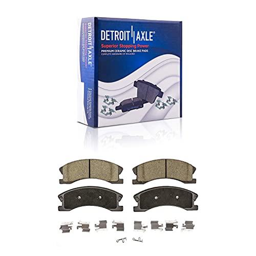 Image of Detroit Axle - Front Ceramic Brake Pads Rear Premium Semi-metallic Shoes Replacement for 1999 2000 2001 2002 2003 2004 Jeep Grand Cherokee - 6pc Set