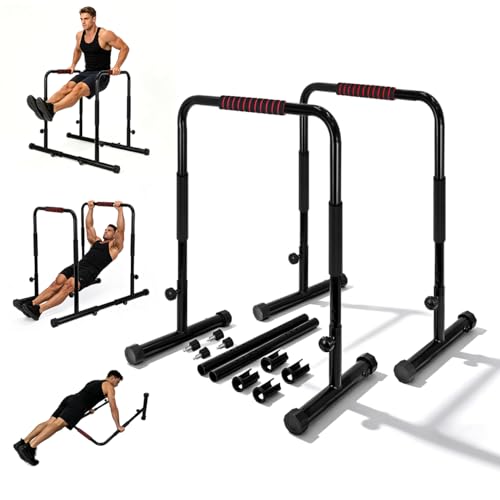 Dip Bars for Home 2 in 1 Strength Training Dip Station for Home Gym 9 Level Adjustable Calisthenics Bars 1200LBS Heavy Duty Dip Stand Ultra-Stable Settings & Non-Slip Feet Parallel Bars