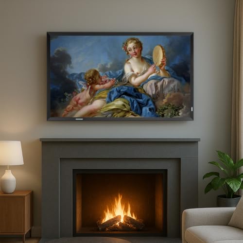 Image of 55 Inch Smart Mirror TV - Black Aluminum Art Frame - 4K UHD Display | Elegant 2-in-1 Television and Mirror for Bathroom, Home or Commercial Use