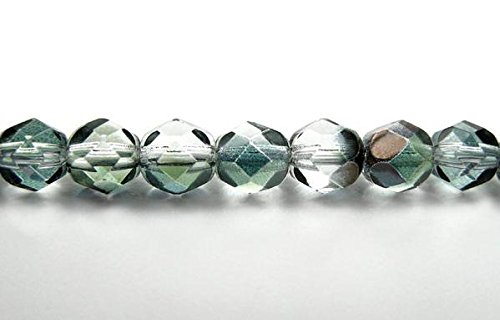 4Mm (102 Beads) Crystal Mint Shimmer Luster Coated, Czech Fire Polished Round Faceted Glass Beads, 16 Inch Strand #TOP2