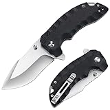 KEXMO Pocket Knife Folding Knife - 2.99'' 8Cr14MoV Blade G10 Handle Small EDC Knife with Clip - Tactical Knives for Men Women Dad Hunting Camping Hiking Survival Gift , Black-Silver
