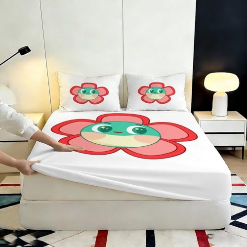 Drap housse 3D fleur cartoon en microfibre 200x200cm pour un lit double impeccable