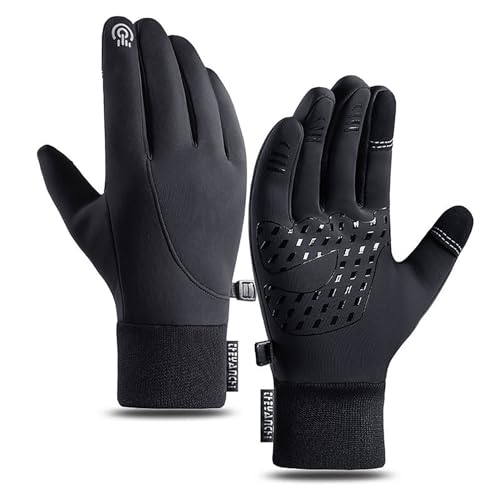 Zureto Premium Thermo Gloves, Winter Non-Slip Gloves with Touch Screen Finger Waterproof Thermal Glove (1 x Black, X-Large)