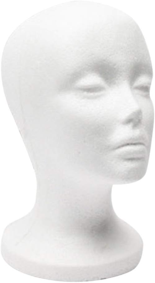 OSALADI Styrofoam Wig Head Female Foam Mannequin Head Cosmetics Model Head Wigs Stand Holder for Display Hair Glasses Hat Hairpieces Home Salon 2pcs