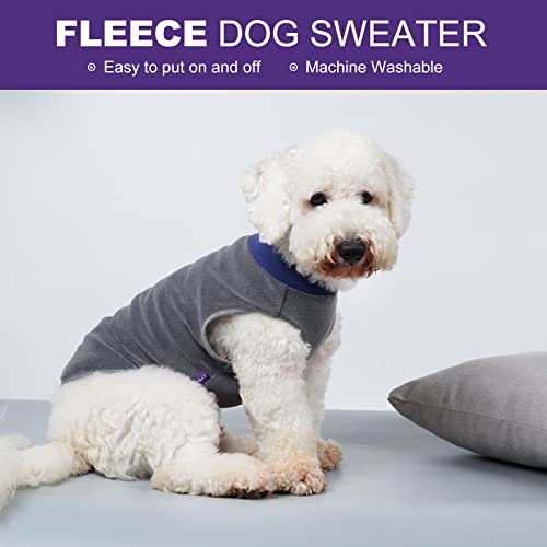 Image of cyeollo 2 Pack Dog Sweaters for Small Dogs Stretchy Sweatshirt Fleece Vest Pullover Dog Coat Reflective Pet Small Dogs Clothes Coats, Navy & Grey L
