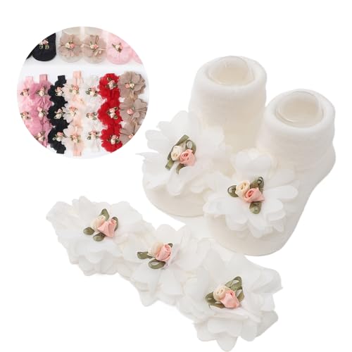 Baby Lace Flower Socks Baby Headband & Socks Combo Great for Princess Parties & Newborn Photoshoots Gift2