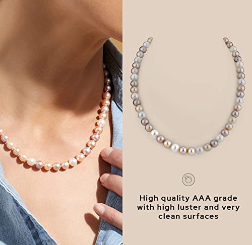 The Pearl Source 7.0-7.5Mm Freshwater Pearl Necklace For Women - Pearl Strand Necklace | Multi-Color 18" Length Pearl Necklace With Genuine Cultured Pearls, 6.5Mm-12Mm #TOP3