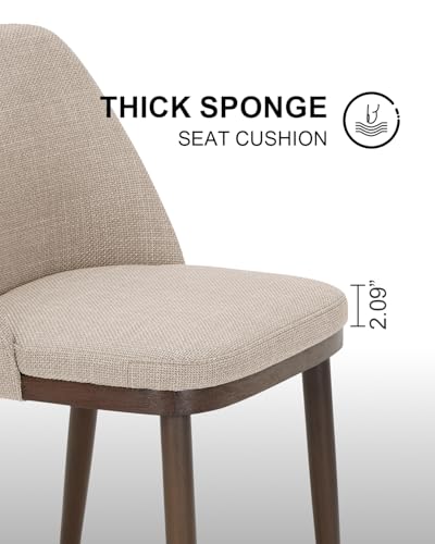 Image of Upholstered Dining Chairs Set of 2 - Modern Dining Room Chairs, Mid-Back Restaurant Kitchen Chairs with Wooden Legs, Camel
