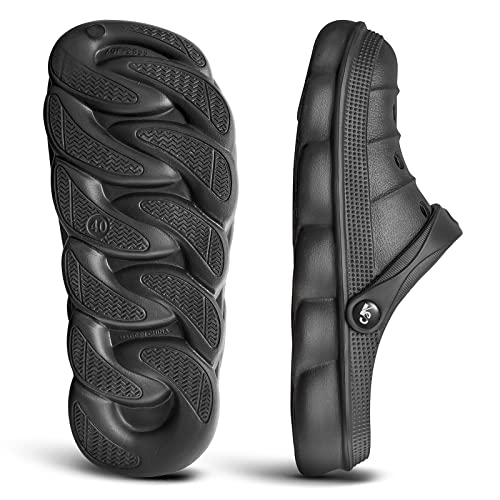 Kemisant Men Clogs, Unisex Slip-On Yard Garden Shoes Mules Cleaner Shoes House Work Cushioned Supportive(Black-11 Men/13 Women) #TOP3