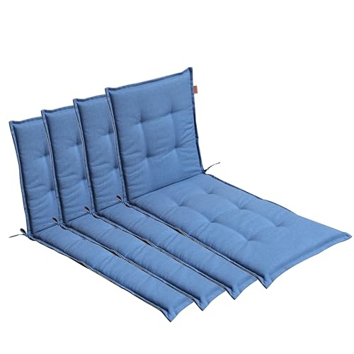 LILENO HOME Sonnenliege Auflage als [4er Set - Rollliege] in Blau - Gartenliegen Auflage perfekt für Strandliege - Polster für Gartenliege (188x60x5cm) BAR