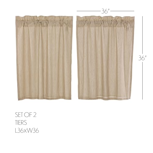 VHC-Brands-Sawyer-Mill-Charcoal-Kitchen-Curtain-Set-Lined-Tiers-Farmhouse-Country-Striped-Cotton-36-Inch-Long VHC Brands Sawyer Mill Charcoal Kitchen Curtain Set Lined Tiers Farmhouse Country Striped Cotton 36 Inch Long
