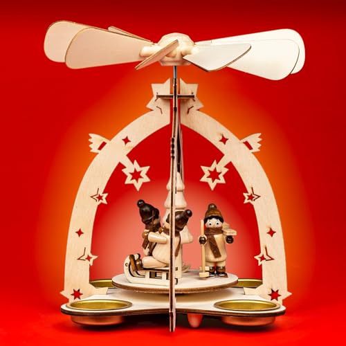 SIKORA P6 Teelicht Holz Weihnahtspyramide Sternenbogen H:21cm