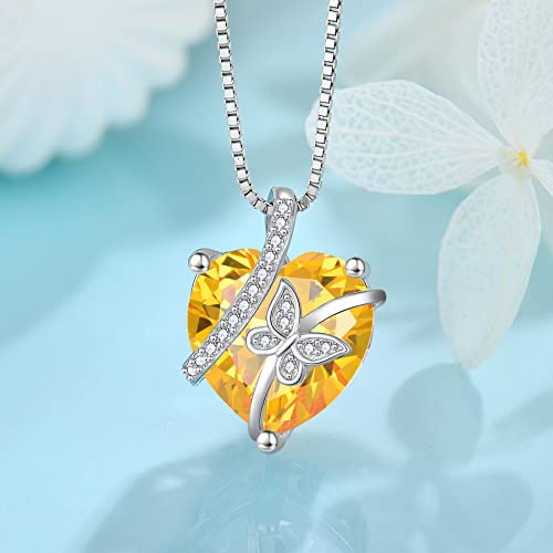 Butterfly Necklace for Women 925 Sterling Silver Heart Birthstone Necklace Jewelry Gifts for Women Her Mom Wife Daughter4