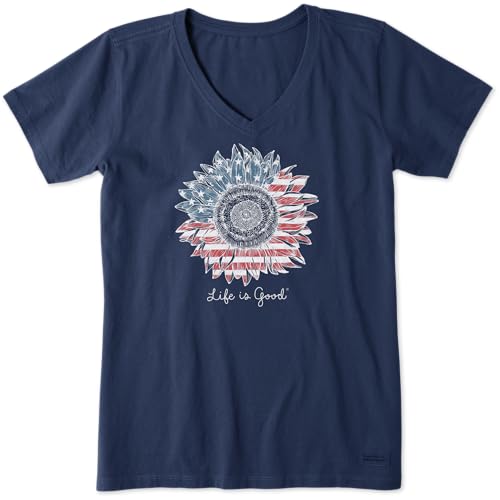 American Sunflower Short Sleeve Crusher Vee le haut idéal pour l'été