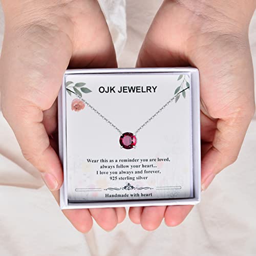Ojk Simple Round Cut Ruby Choker Necklaces For Women Sterling Silver July Birthstone Necklace Birthday Anniversary Christmas Mothers Day Gifts For Women Girls Her Mom #TOP4