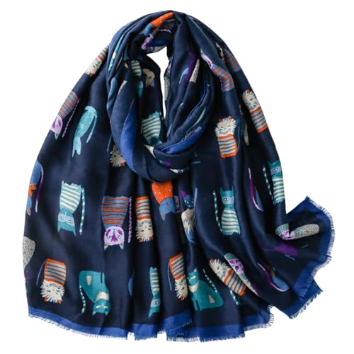 [kinaviola] 猫 ネコ ねこ ストール スカーフ ショール マフラー 羽織り 大判 オールシーズン レディース 女性向け ファッション小物 ナチュラル おしゃれ 猫雑貨 猫グッズ にゃんこ ギフト プレゼントのサムネイル