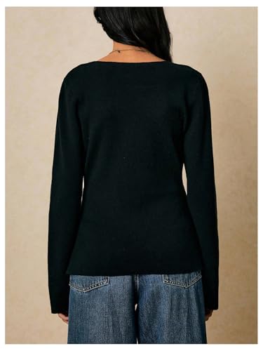 Image of MakeMeChic Women's Metal Button Down Cardigan Old Money Sweater