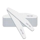 elzle 10 PCS Professional Nail Files Set,100/180 Grit Double-Sided Emery Board Nail File, Nail Styling Tools Pet Grooming Tools for Home and Salon Use, Half-Moon(White) - Image 1