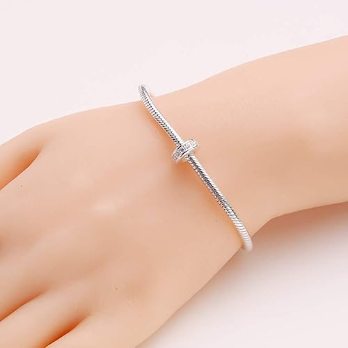 Miniatura 6 de SOUKISS - Abalorio de plata de ley 925 con circonita transparente para pulseras
