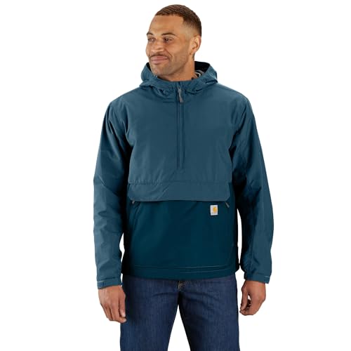 Carhartt Men's Rain Defender Loose Fit Lightweight Packable Anorak, Storm Blue/Dark Storm Blue, Large