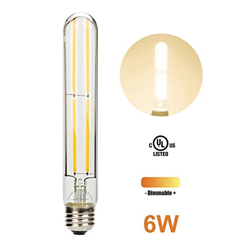 6 Pack Tubular LED Edison Bulbs 60W Equivalent, 6W Dimmable E26 Light Bulbs by Leadleds - Used condition - Image 2