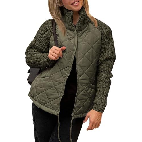 Blouson femme matelassé losange avec col haut zippé chaud