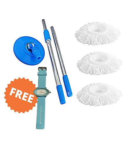 SKYLARK Stainless Steel Cleaning Mop Rods with 3 Microfiber Refill ...