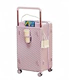 EDUFUNBO Carry On Luggage 20In Wide Handle with 360 Spinner Wheels, USB & Type C Port, Cup Holder & TSA Lock, Hard Case Luggage, Hardshell Travel Suitcase for Men Women (PVC Cover For Free) Purple