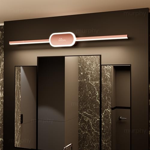 Image of Murphy 16W+2W LED Mirror Light | 3 Color Changing (White /Warm /Natural) | Full Copper Finish, Modern Over Mirror Bathroom /Dressing Table Light | Pack of 1 | 2-Year Warranty