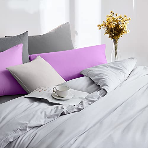 FLXXIE 2 Pack Microfiber King Pillow Cases, 1800 Super Soft Pillowcases with Envelope Closure, Wrinkle, Fade and Stain Resistant Pillow Covers, 20x36, Lavender