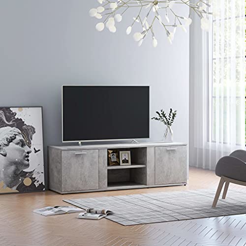 TV-Schrank,TV-Schränke, TV-Lowboard, Fernsehschrank, Fernsehtisch, Beistelltische, Sideboard, Kommoden,Mit 2 Türen und 2 offenen Fächern, Betongrau 120x34x37 cm Spanplatte Cover